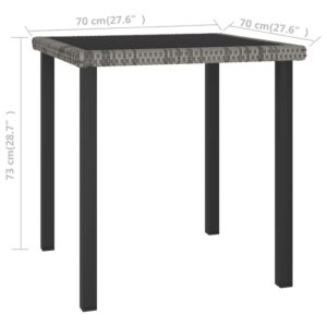 Záhradný jedálenský stôl sivý 70x70x73 cm polyratanový Obrázok