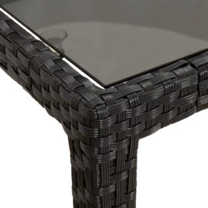 Fotka  Záhradný stôl 90x90x75 cm tvrdené sklo a polyratan čierny