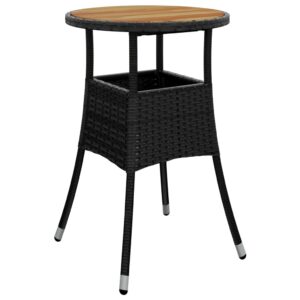 Záhradný stôl Ø60x75 cm akáciové drevo a polyratan čierny Produkt