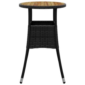 Záhradný stôl Ø60x75 cm akáciové drevo a polyratan čierny Obrázok