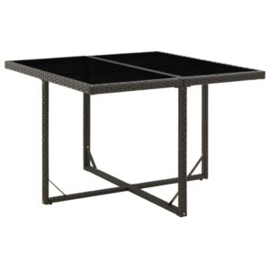 Záhradný stôl čierny 109x107x74 cm polyratan a sklo