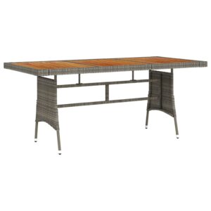 Záhradný stôl sivý 160x70x72 cm polyratan a akáciový masív