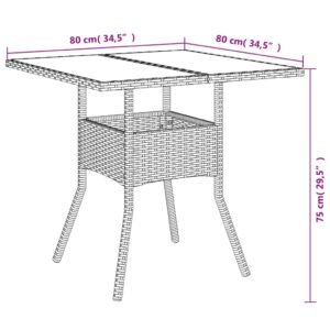 Predaj  Záhradný stôl so sklenenou doskou, sivý 80x80x75 cm, polyratan