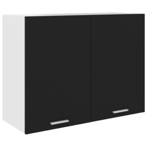 Závesná skrinka, čierna 80x31x60 cm, kompozitné drevo