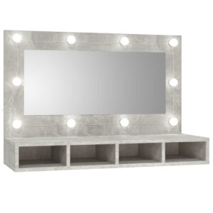 Zrkadlová skrinka s LED betónovo sivá 90x31,5x62 cm