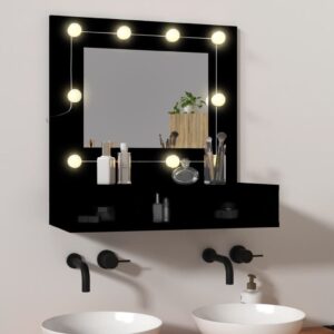 Zrkadlová skrinka s LED čierna 60x31,5x62 cm