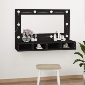 Zrkadlová skrinka s LED čierna 90x31,5x62 cm