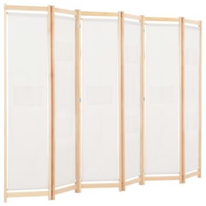 6-panelový paraván krémový 240x170x4 cm látkový Foto