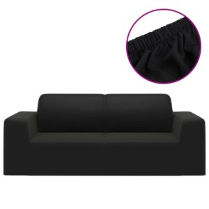 Naťahovací poťah na 2-miestnu pohovku čierny polyester Jersey Produkt