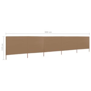 5-panelová zábrana proti vetru látková 600x80 cm sivo-hnedá - eshop