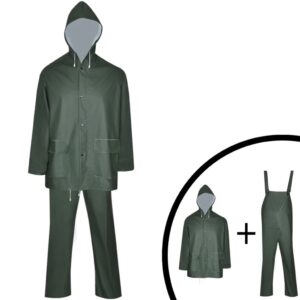 Dlhá nepremokavá súprava s kapucňou, 2 diely, zelená, XL