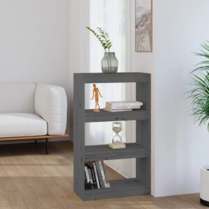 Knižnica/deliaca stena sivá 60x30x103,5 cm masívna borovica