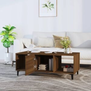 Konferenčný stolík hnedý dub 102x50x40 cm spracované drevo Foto