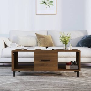 Konferenčný stolík hnedý dub 102x50x40 cm spracované drevo