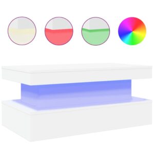 Konferenčný stolík  s LED svetlami biely 90x50x40 cm Produkt