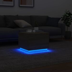 Fotka  Konferenčný stolík s LED svetlami dub sonoma 50x50x40 cm