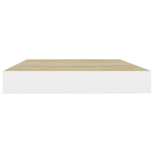 Plávajúce nástenné police 2 ks dubové a biele 40x23x3,8 cm MDF - eshop