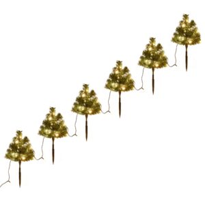Vianočné stromčeky k chodníku 6 ks teplé biele LED 45 cm PVC