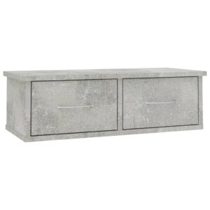 Nástenná polica so zásuvkami, betónovo sivá 60x26x18,5 cm Produkt