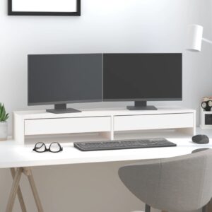 Stojan na monitor biely 100x27x15 cm masívna borovica