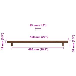 Obrázok  Rukoväte na skrinku 5 ks bronzové 480 mm nehrdzavejúca oceľ