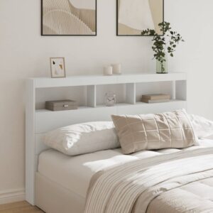 Skrinka na čelo postele s LED biela 160x17x102 cm
