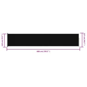 Produkt  Zaťahovacia bočná markíza na terasu 117x600 cm čierna