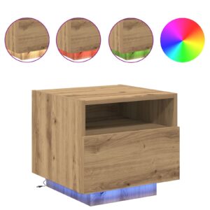 VidaXL Nočný stolík s LED osvetlením, artisan dub, 40x39x37 cm Obrázok