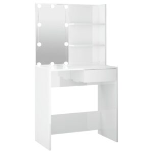 Toaletný stolík s LED lesklý biely 74,5x40x141 cm Produkt