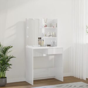 Predaj  Toaletný stolík s LED lesklý biely 74,5x40x141 cm