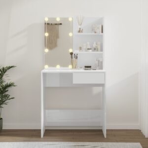 Obrázok  Toaletný stolík s LED lesklý biely 74,5x40x141 cm